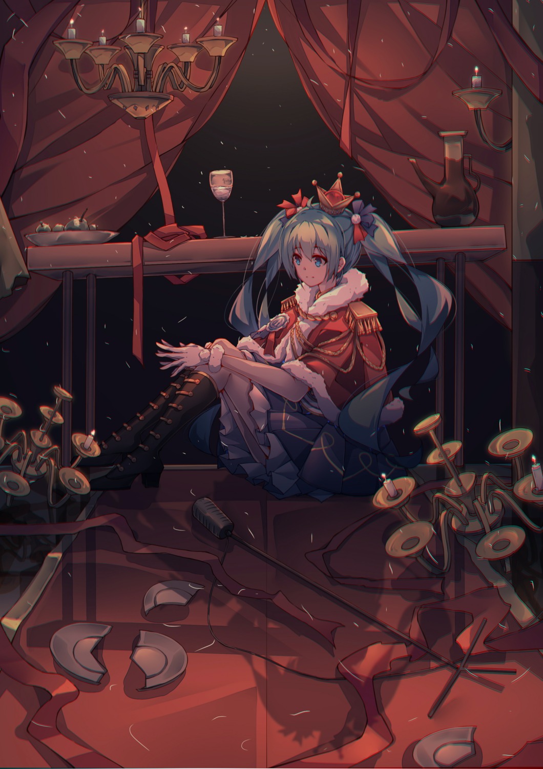 hatsune_miku, heels, qi_zhong_ji, skirt_lift, uniform, vocaloid