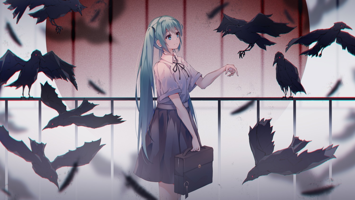hatsune_miku, qi_zhong_ji, seifuku, vocaloid