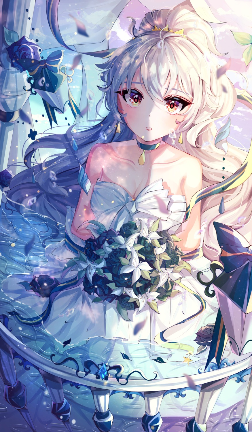 artist_revision, cleavage, dress, girls_frontline, pkp_(girls_frontline), wet, wine_(2148_wine)
