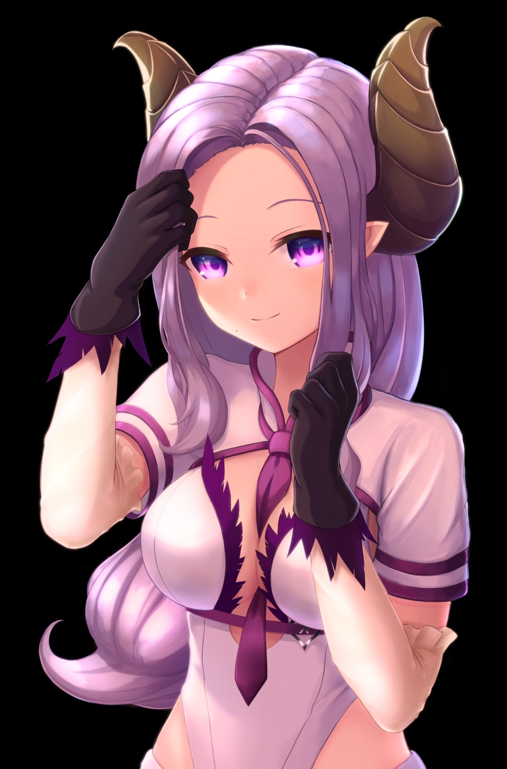 cleavage, honey_strap, horns, nanashi_inc., no_bra, pointy_ears, saionji_mary, yatarime