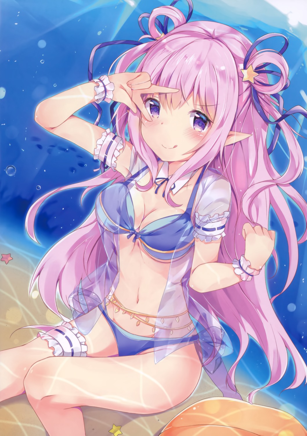 bikini, garter, nanamomo_rio, pointy_ears, swimsuits