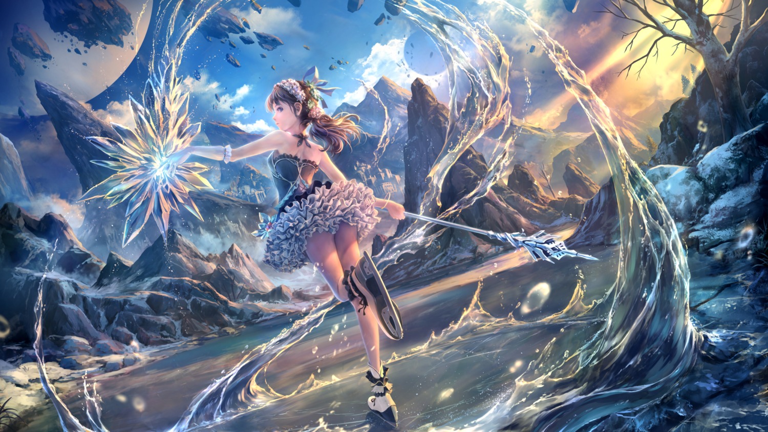 ice_skating, skirt_lift, soraizumi, weapon
