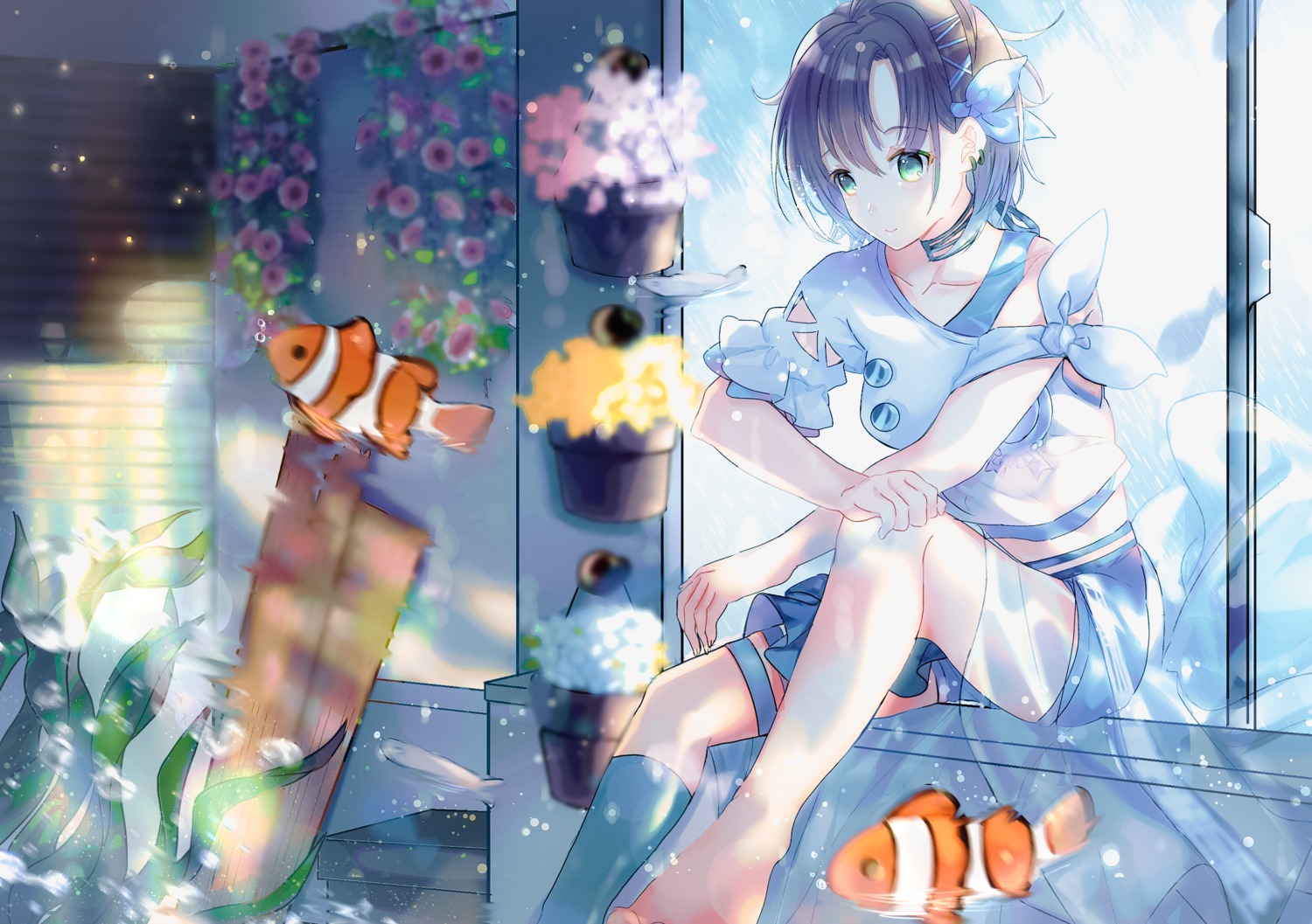 asakura_tooru, feet, garter, see_through, shibaebi_(yasaip_game), the_idolm@ster, the_idolm@ster_shiny_colors