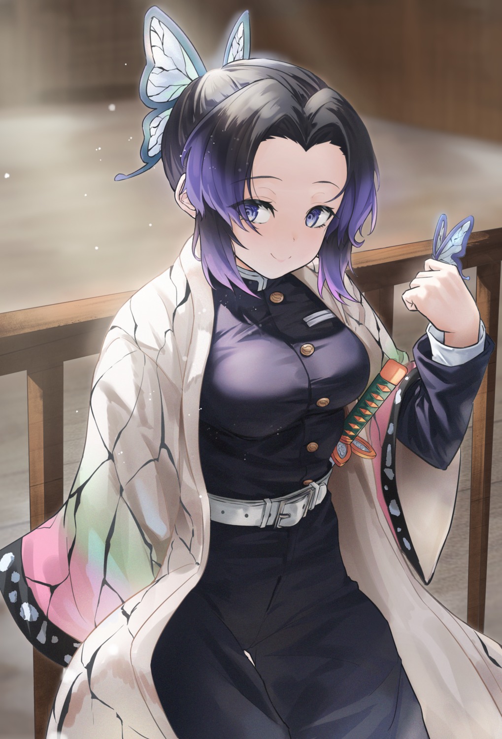 ildy, japanese_clothes, kimetsu_no_yaiba, kochou_shinobu, sword, uniform