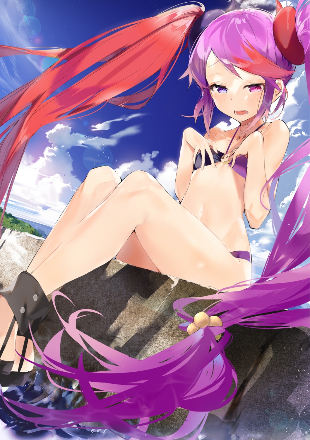 aida_(chinhung0612), bikini, breast_hold, heterochromia, princess_connect!, princess_connect!_re:dive, swimsuits, tamaizumi_misaki