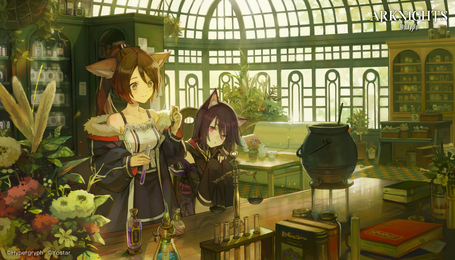 animal_ears, arknights, garter, hihara_you, melantha_(arknights), nekomimi, perfumer_(arknights), thighhighs