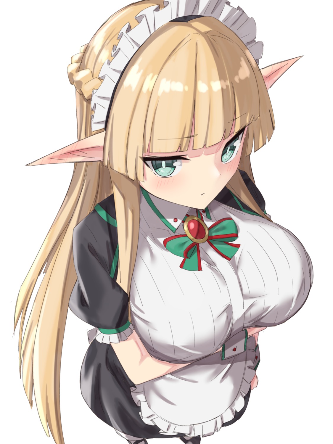 breast_hold, elfenlied22, maid, pointy_ears