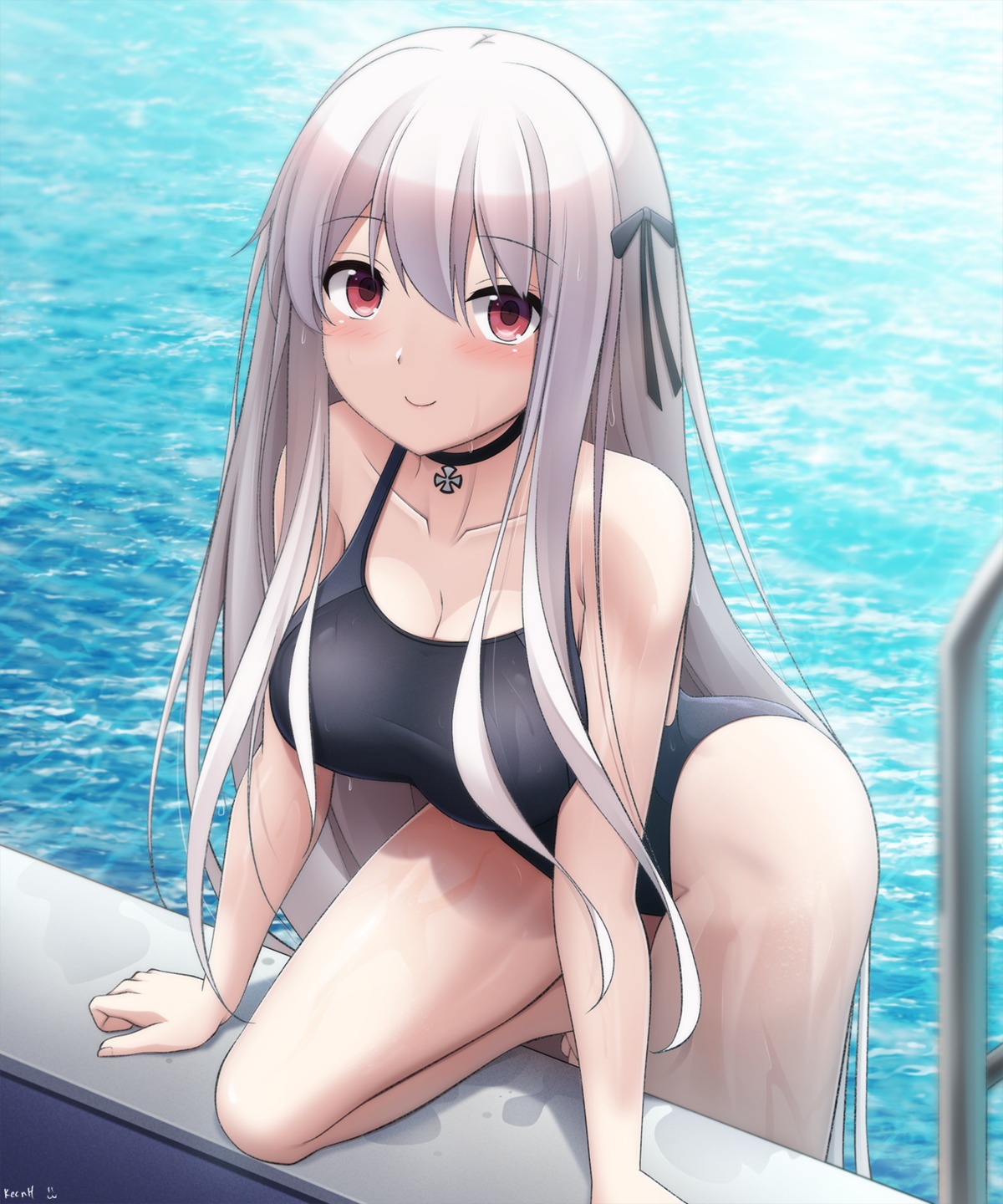 cleavage, girls_frontline, kar98k_(girls_frontline), keenh, swimsuits, wet