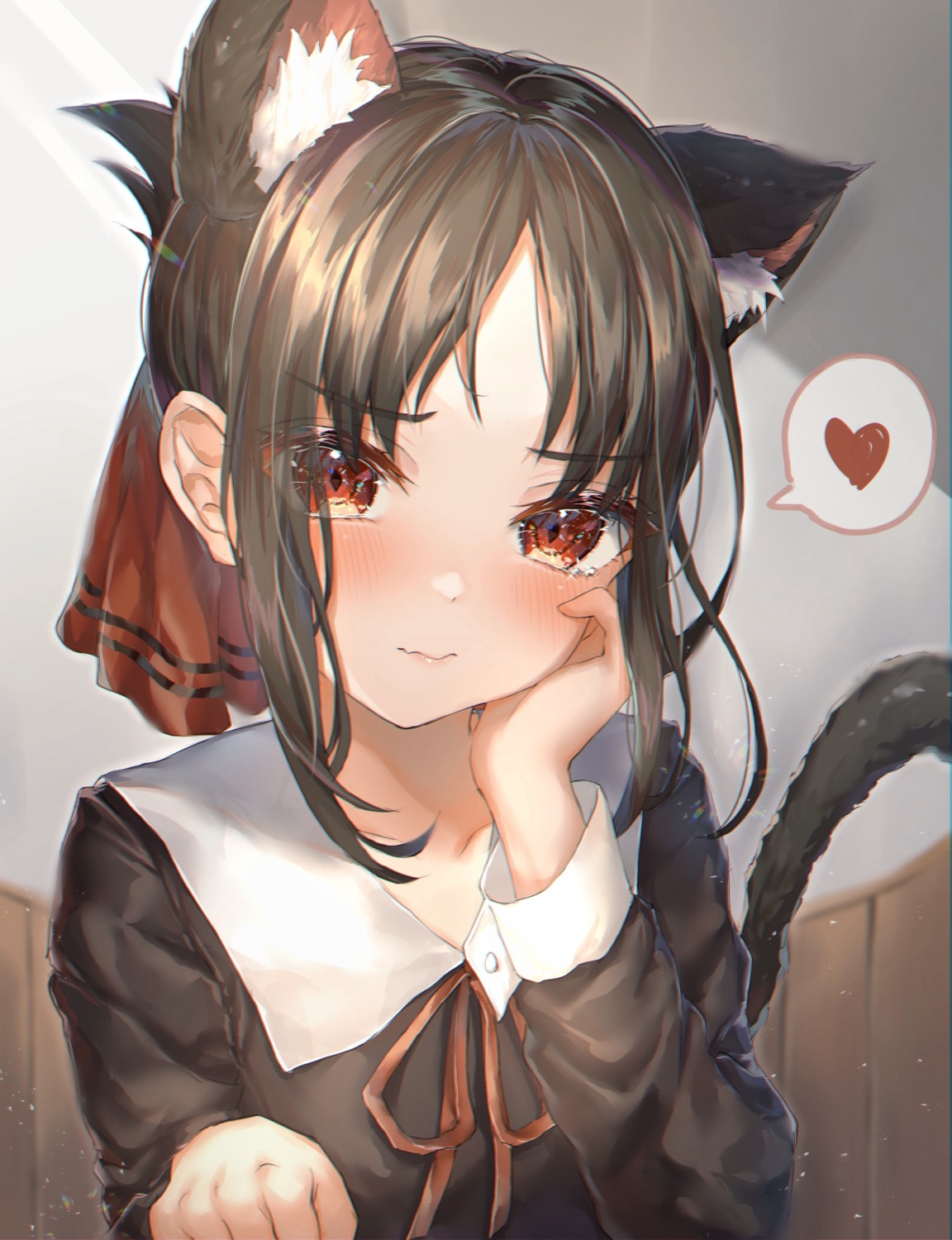 animal_ears, kaguya-sama_wa_kokurasetai_~tensai-tachi_no_renai_zunousen~, nekomimi, seifuku, shinomiya_kaguya, syatihoko, tail