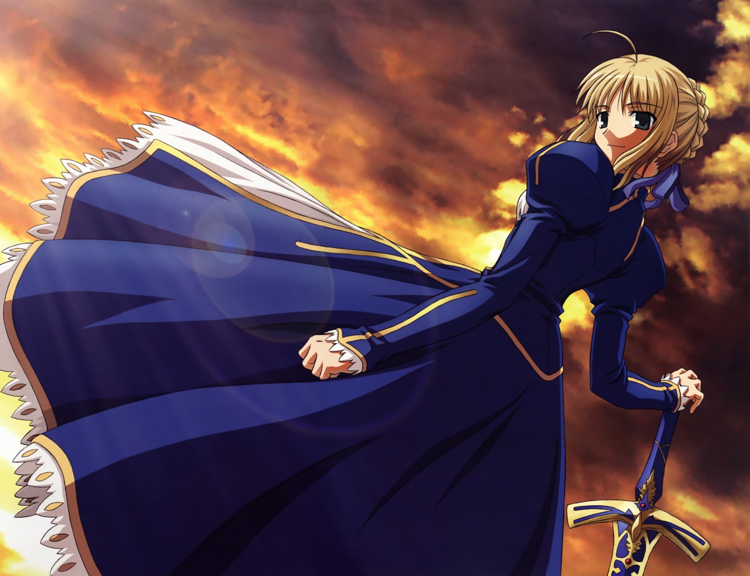 artoria_pendragon_(fate), dress, fate/stay_night, ishihara_megumi, sword