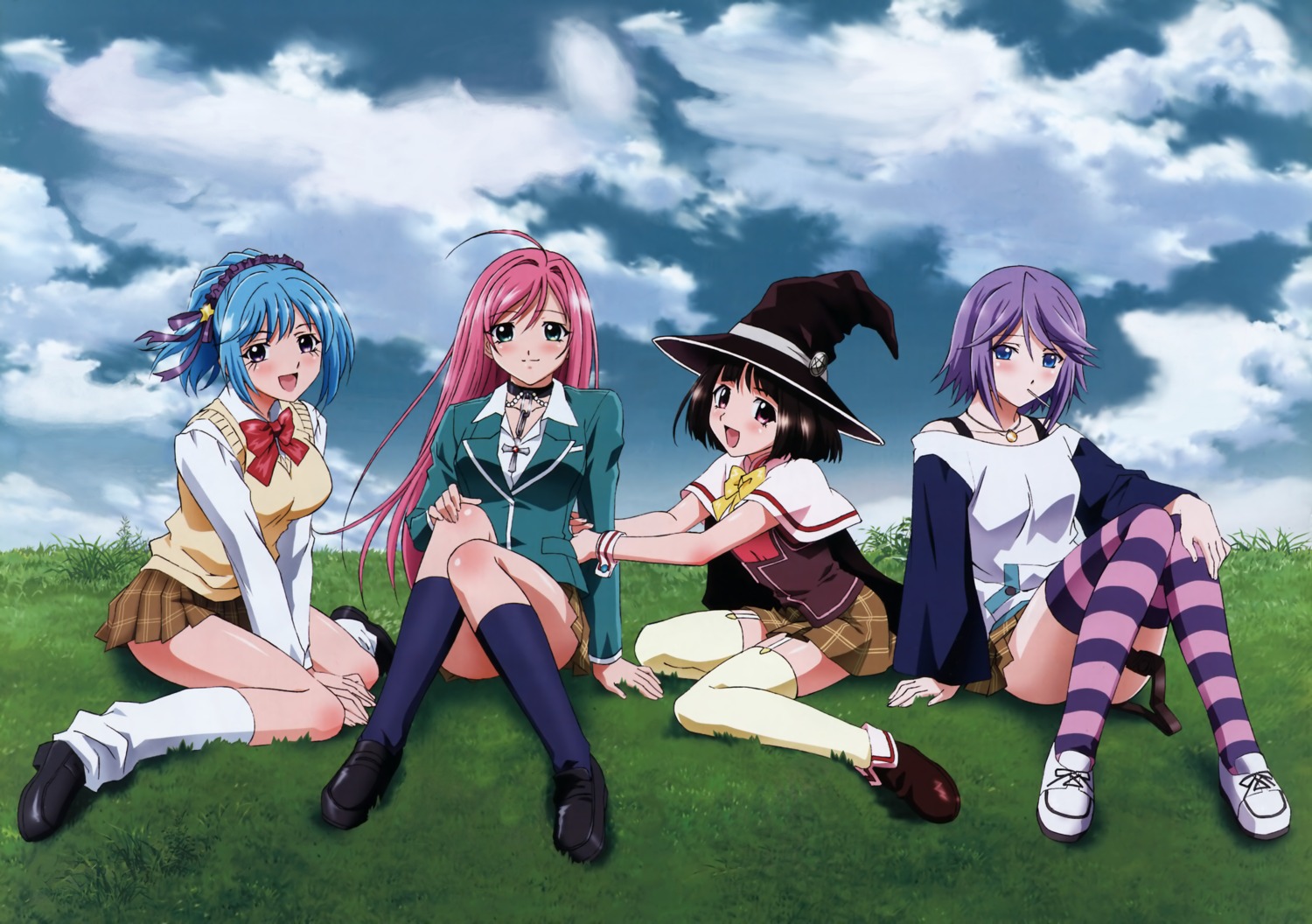 akashiya_moka, kurono_kurumu, rosario_to_vampire, seifuku, sendo_yukari, shirayuki_mizore, stockings, thighhighs