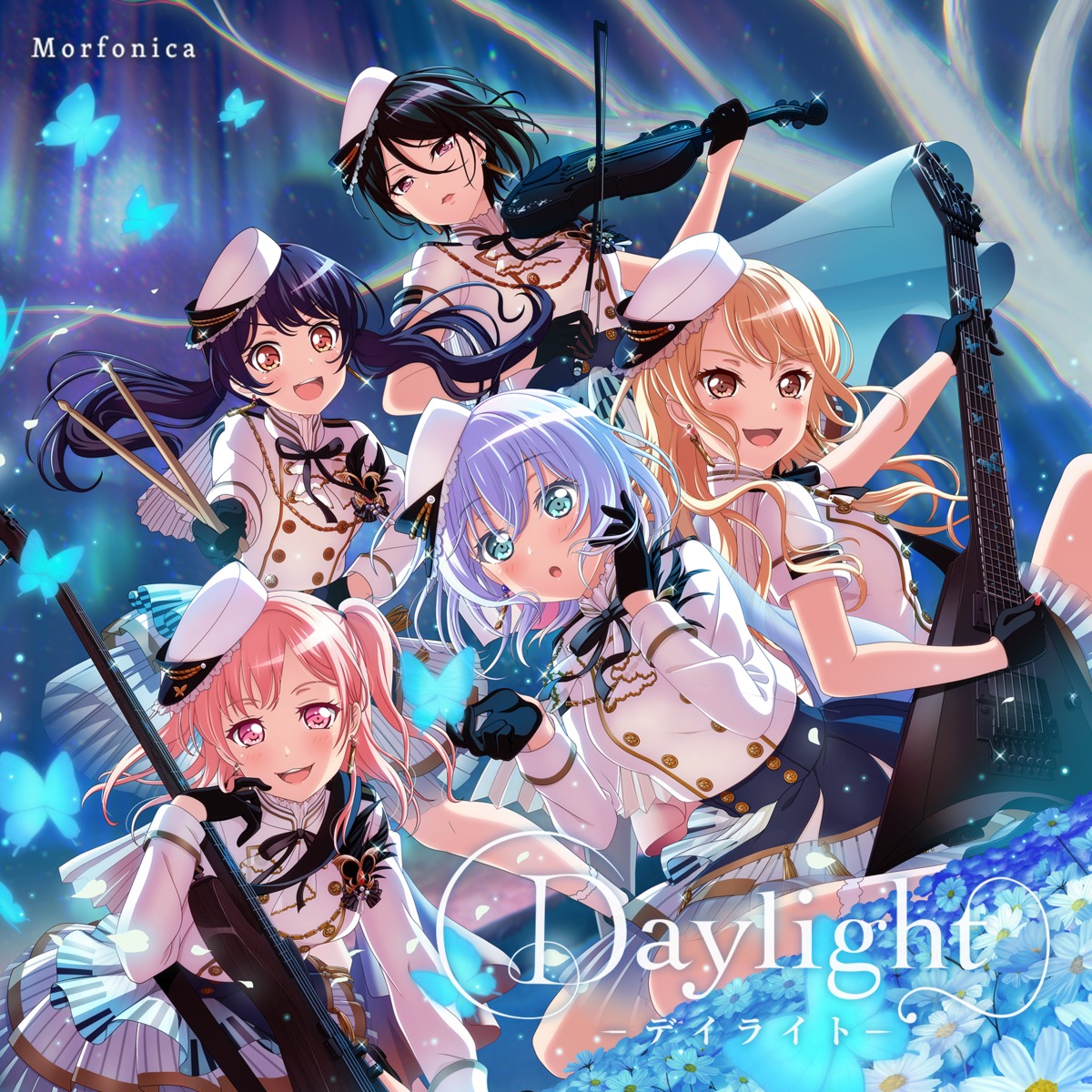 bang_dream!, bang_dream!_morfonication, disc_cover, futaba_tsukushi, guitar, hiromachi_nanami, kirigaya_touko, kurata_mashiro, see_through, tagme, uniform, yashio_rui