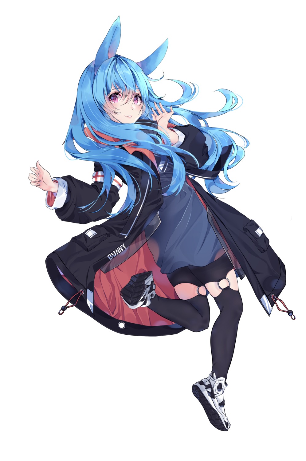 animal_ears, bunny_ears, mirei-yume, stockings, thighhighs