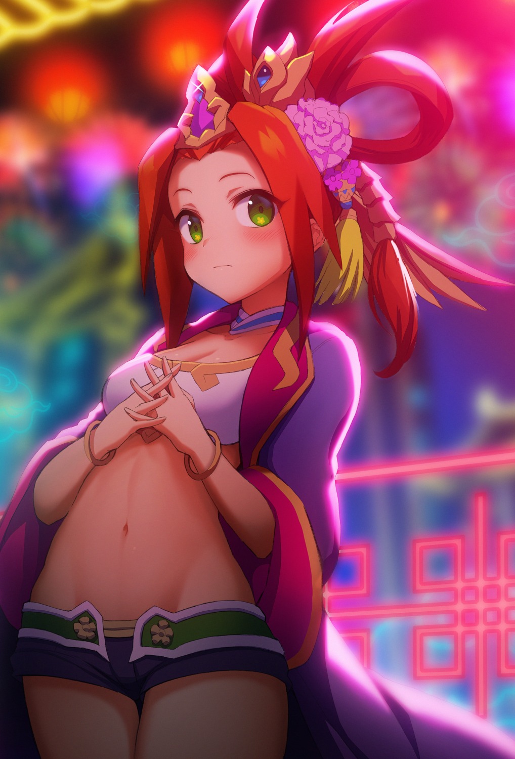 cleavage, giba-chan, monster_strike, sun_shang_xiang, sun_shang_xiang_(monster_strike)