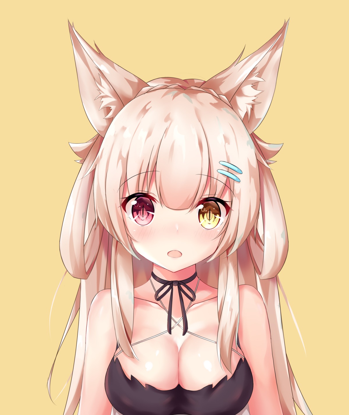 animal_ears, cleavage, heterochromia, nagato-chan