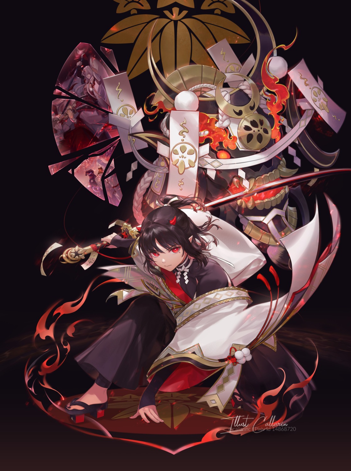 callarinc, japanese_clothes, onmyouji, sword
