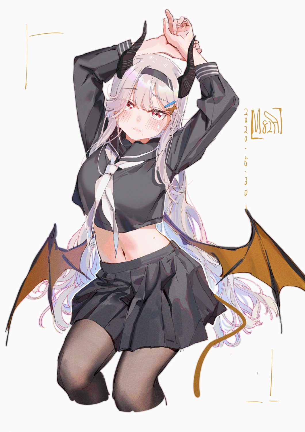 hei_yan-m82a1, horns, pantyhose, seifuku, tail, wings