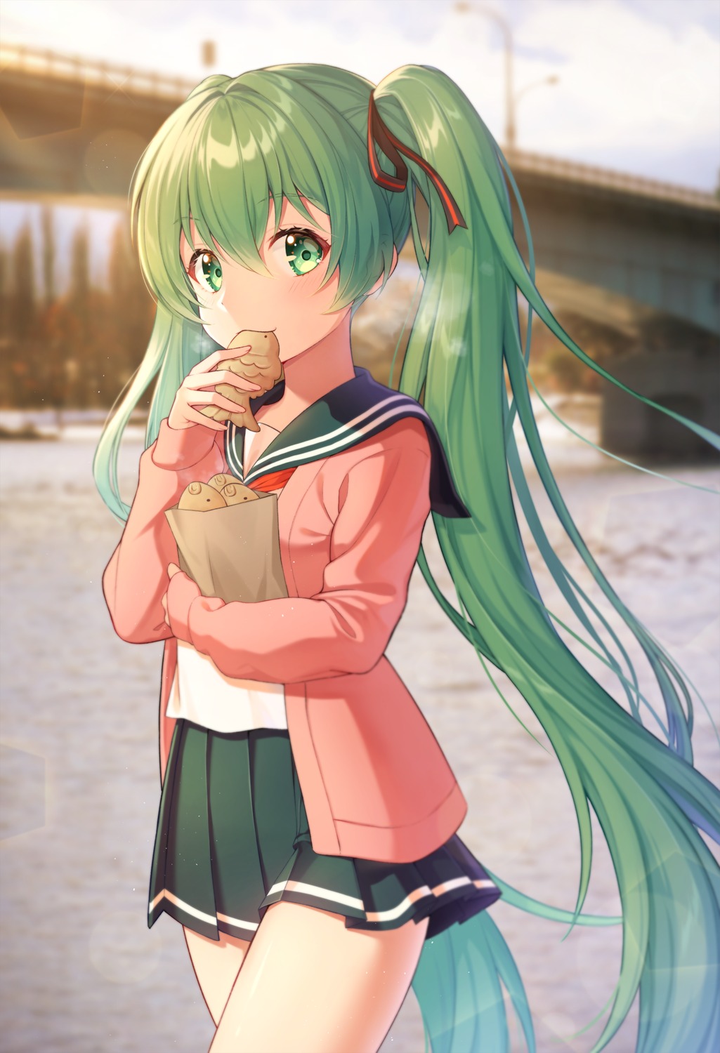 hatsune_miku, pine_(angel4195202), seifuku, sweater, vocaloid
