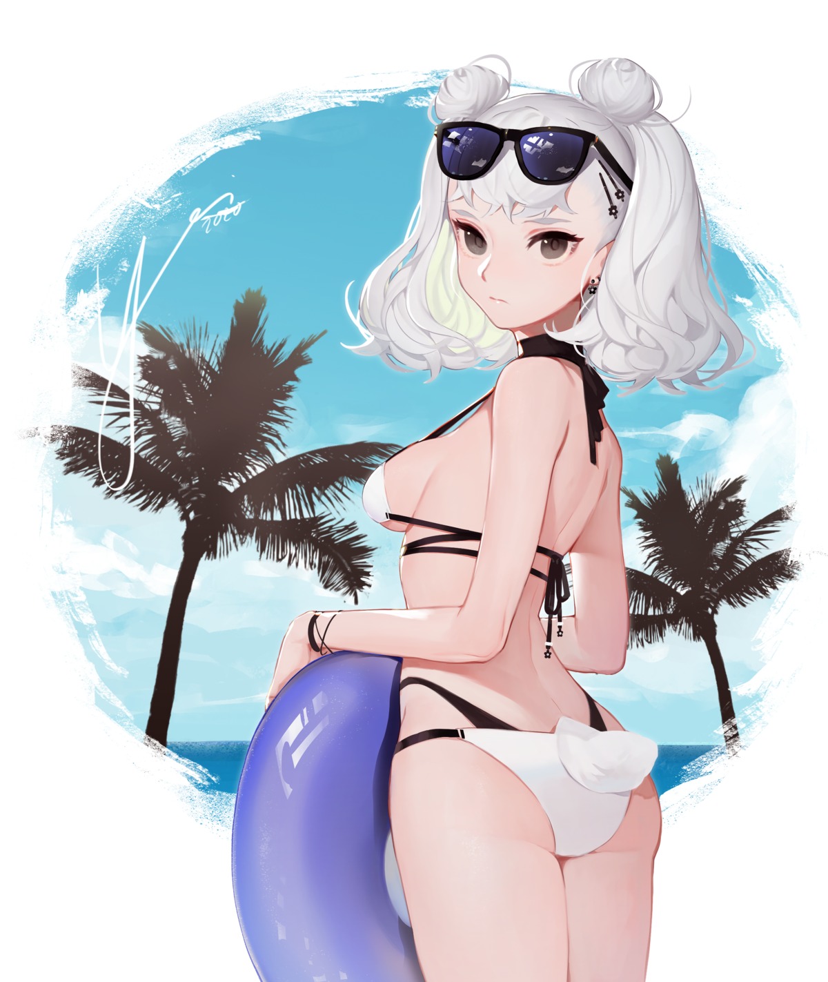 ass, bikini, megane, swimsuits, tail, yoimon