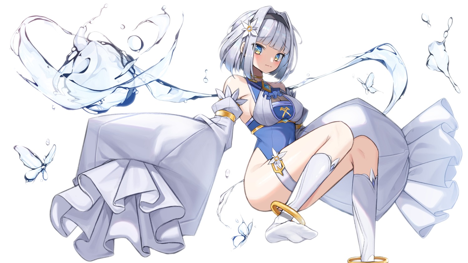 cleavage, garter, leotard, mansu_(user_pnmp4287), no_bra, see_through