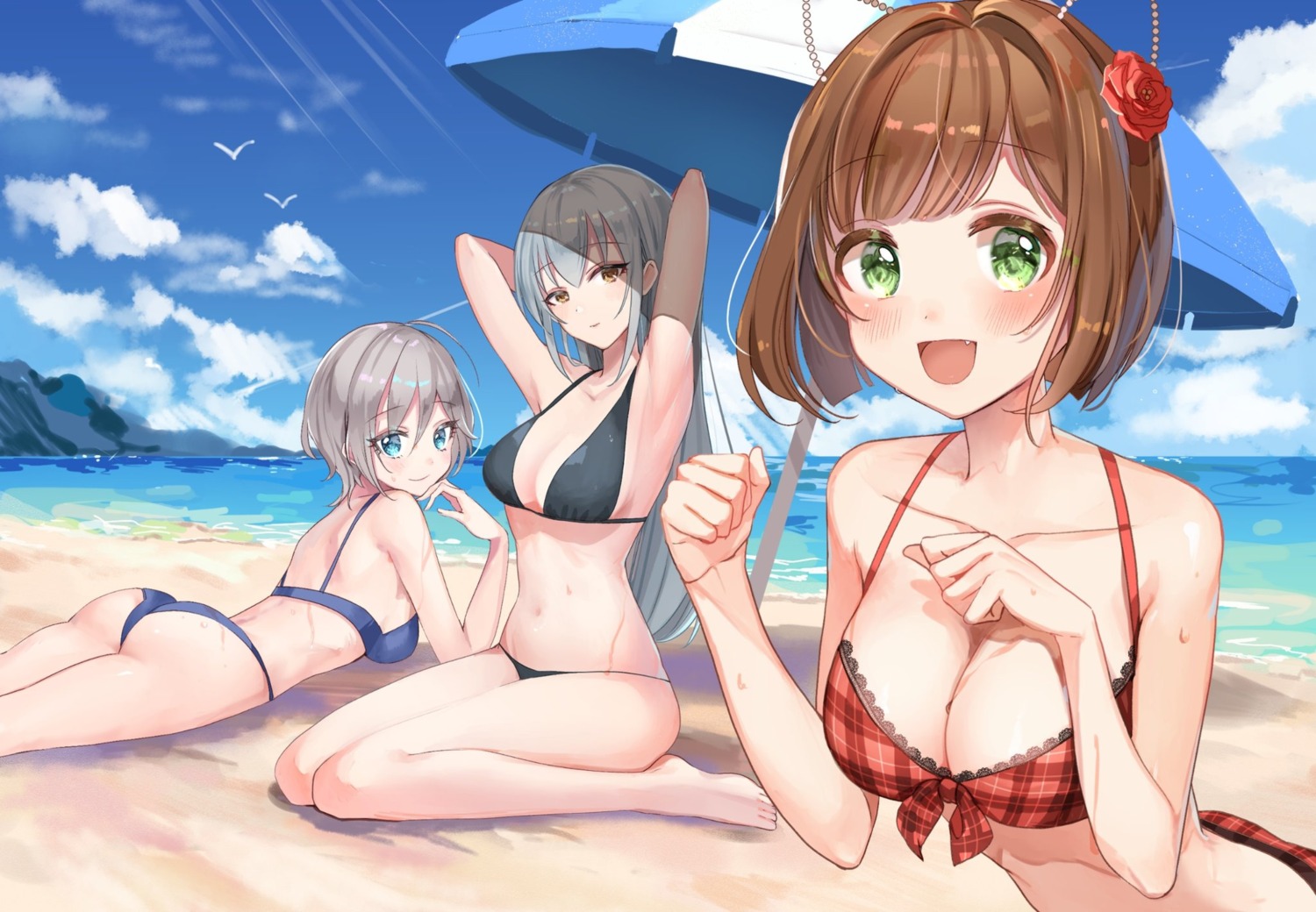 anastasia_(idolm@ster), ass, bikini, breast_hold, cleavage, maekawa_miku, rum_raisin_(chihiromakita19), swimsuits, takamine_noa, the_idolm@ster, the_idolm@ster_cinderella_girls, the_idolm@ster_cinderella_girls_starlight_stage