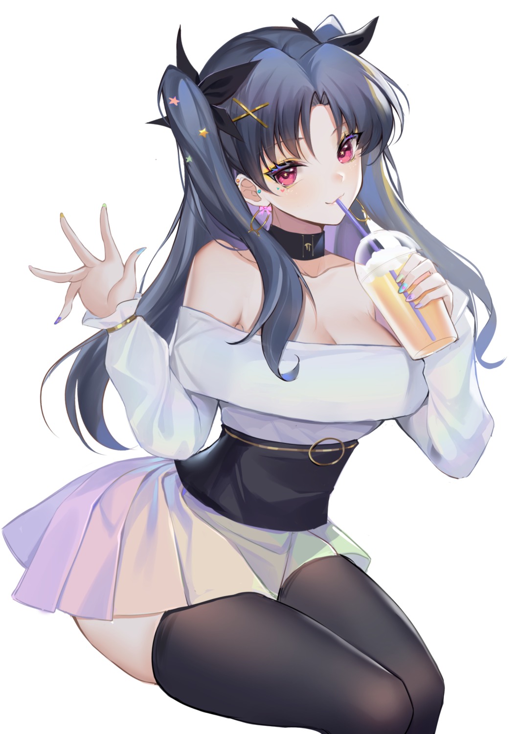 cleavage, dress, fate/grand_order, ishtar_(fate), kernel_killer, no_bra, thighhighs, toosaka_rin