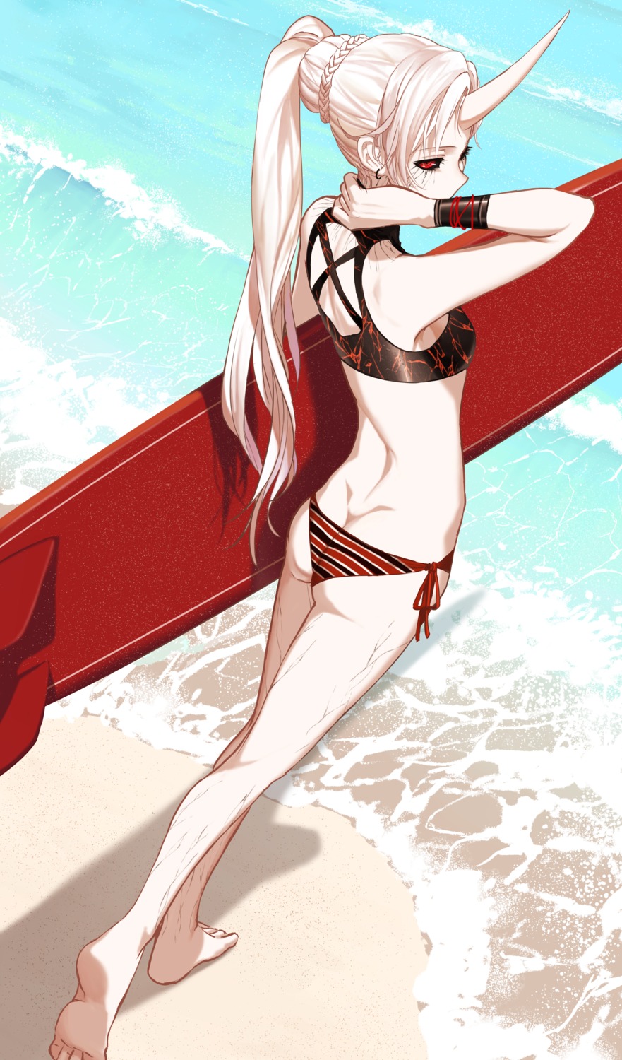 ass, bikini, dishwasher1910, horns, rwby, salem_(rwby), swimsuits