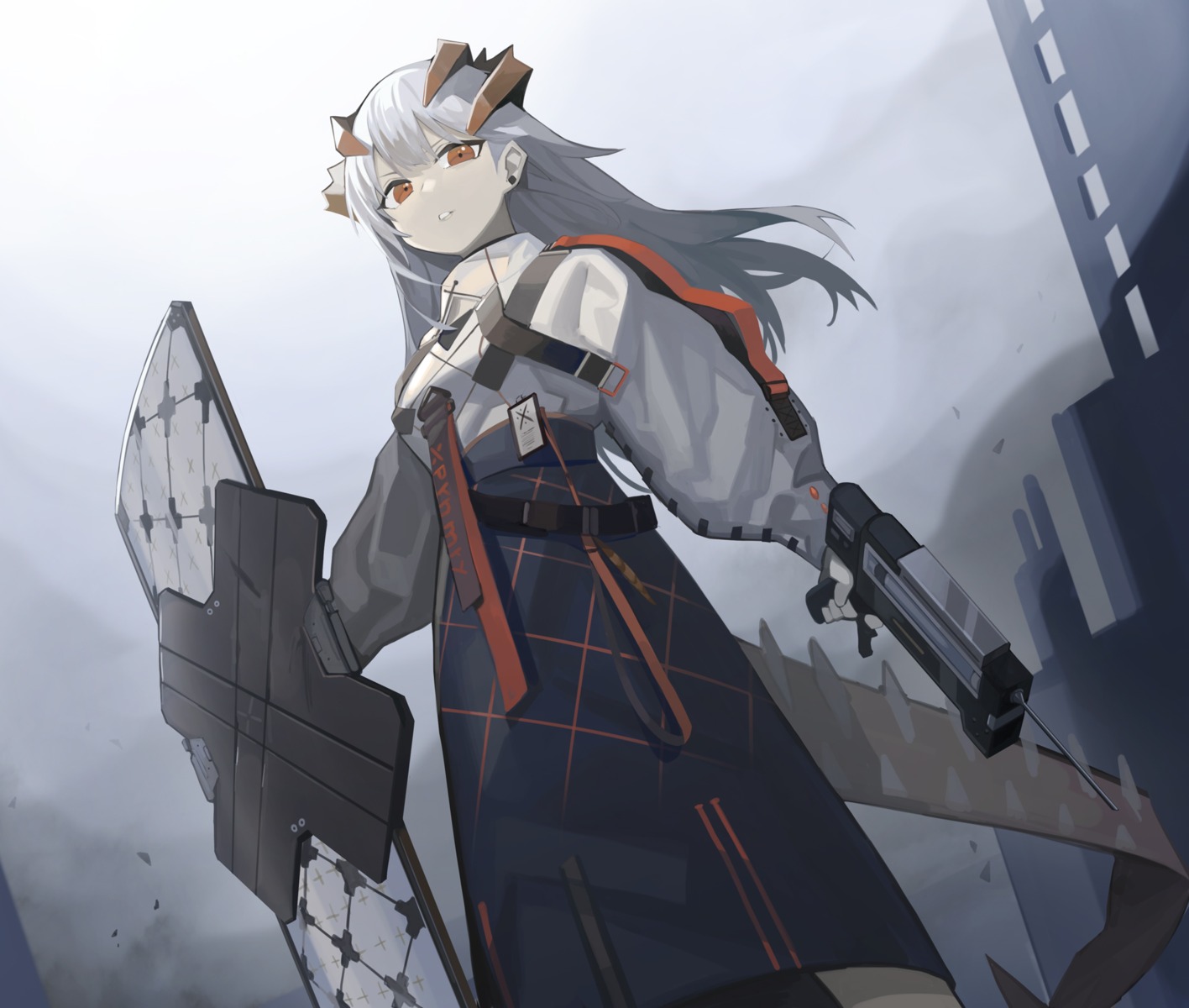 arknights, baniran_dorosu, gun, saria_(arknights)