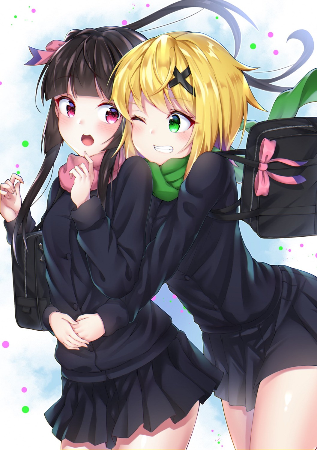 akatsuki_kirika, niyun_(n_niyu), seifuku, senki_zesshou_symphogear, tsukuyomi_shirabe, yuri