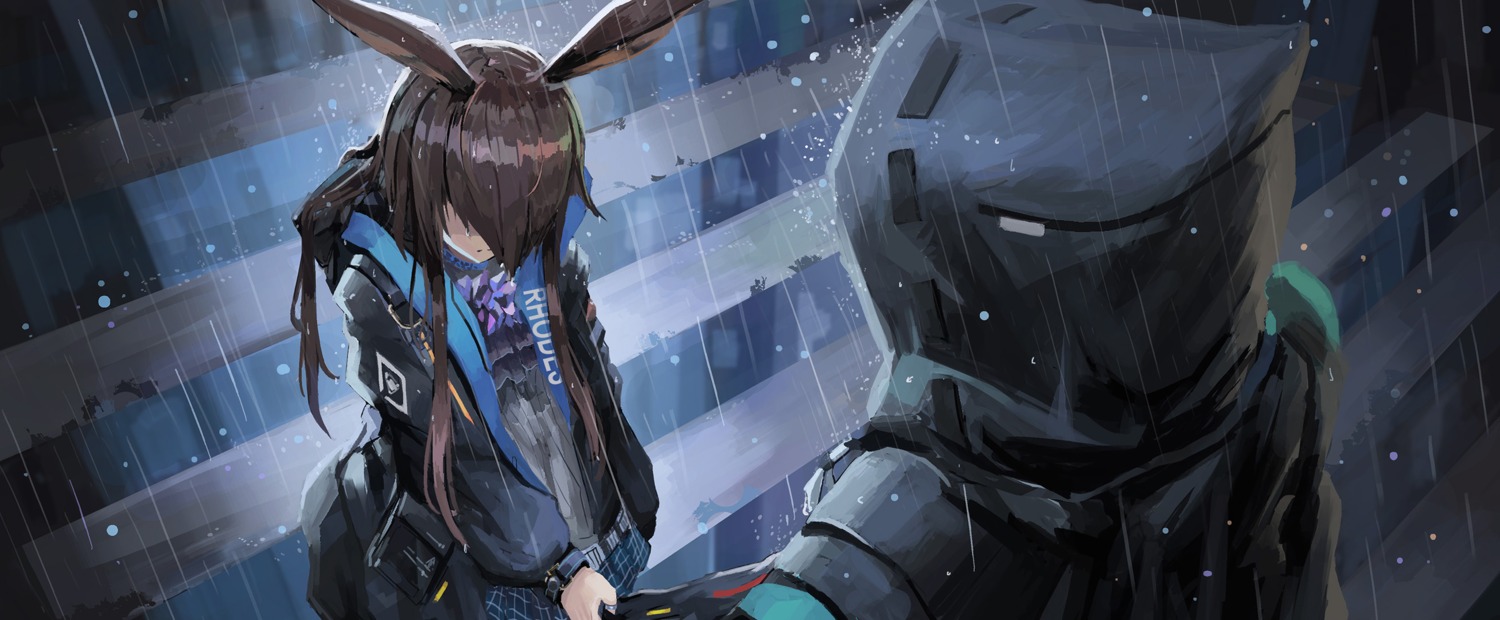 amiya_(arknights), animal_ears, arknights, bunny_ears, doctor_(arknights), wet, wet_clothes, wjn-rance