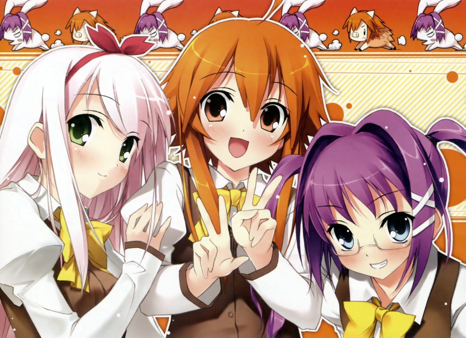 animal_ears, bunny_ears, chibi, kantoku, kogamura_uril, kugiri_cornelia, megane, sasao_mazel