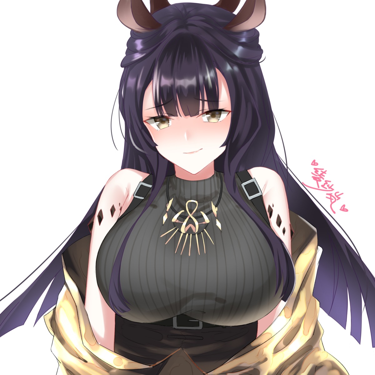animal_ears, arknights, horns, lanelise, sweater