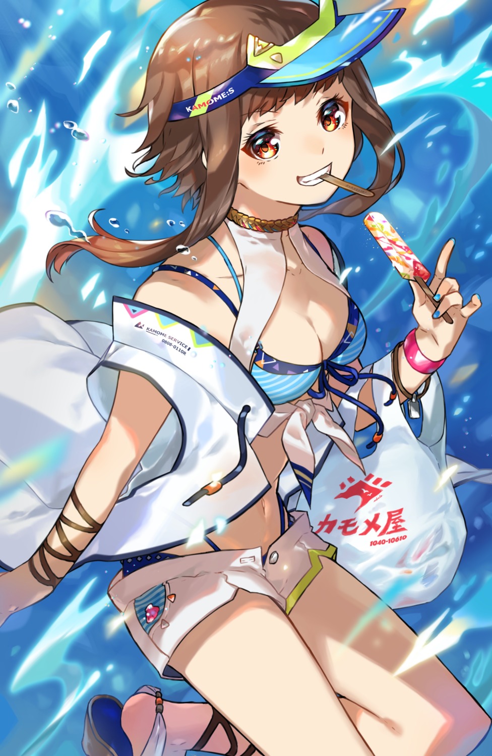 bikini, cleavage, n-bata, open_shirt, swimsuits