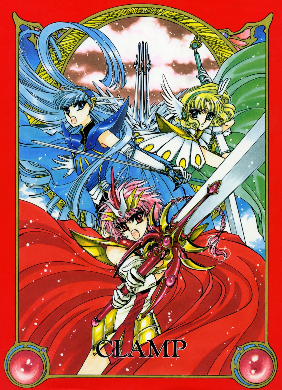 armor, clamp, hououji_fuu, magic_knight_rayearth, ryuuzaki_umi, shidou_hikaru, sword