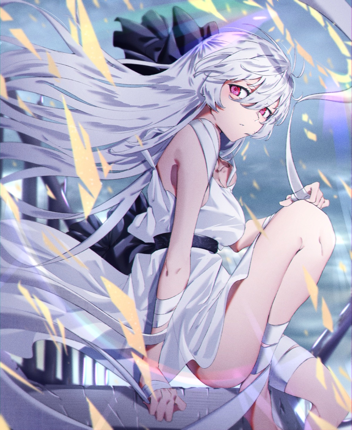 azarashi_(azrsot), bandages, dress, skirt_lift