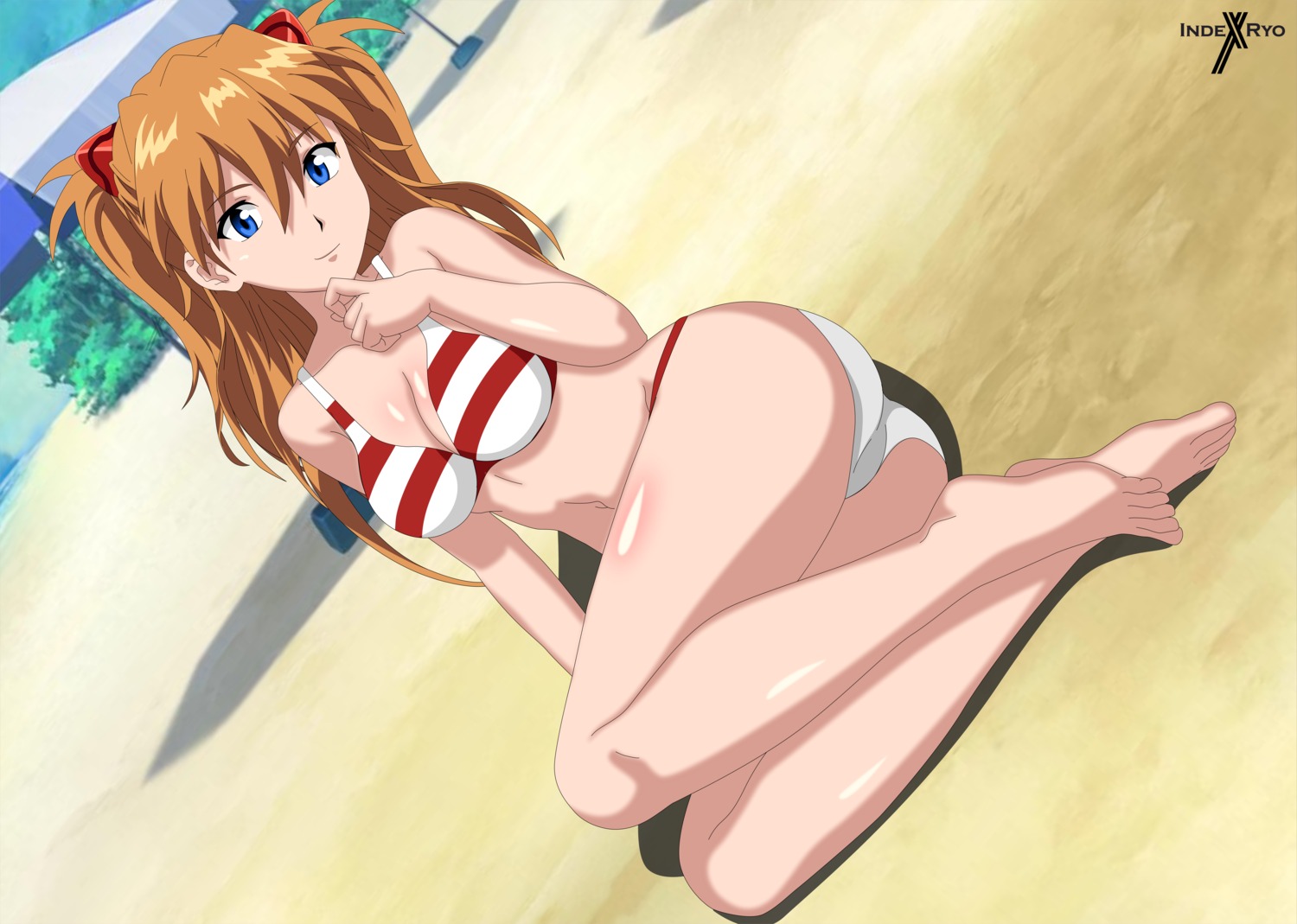 ass, bikini, cleavage, feet, indexryo, neon_genesis_evangelion, souryuu_asuka_langley, swimsuits