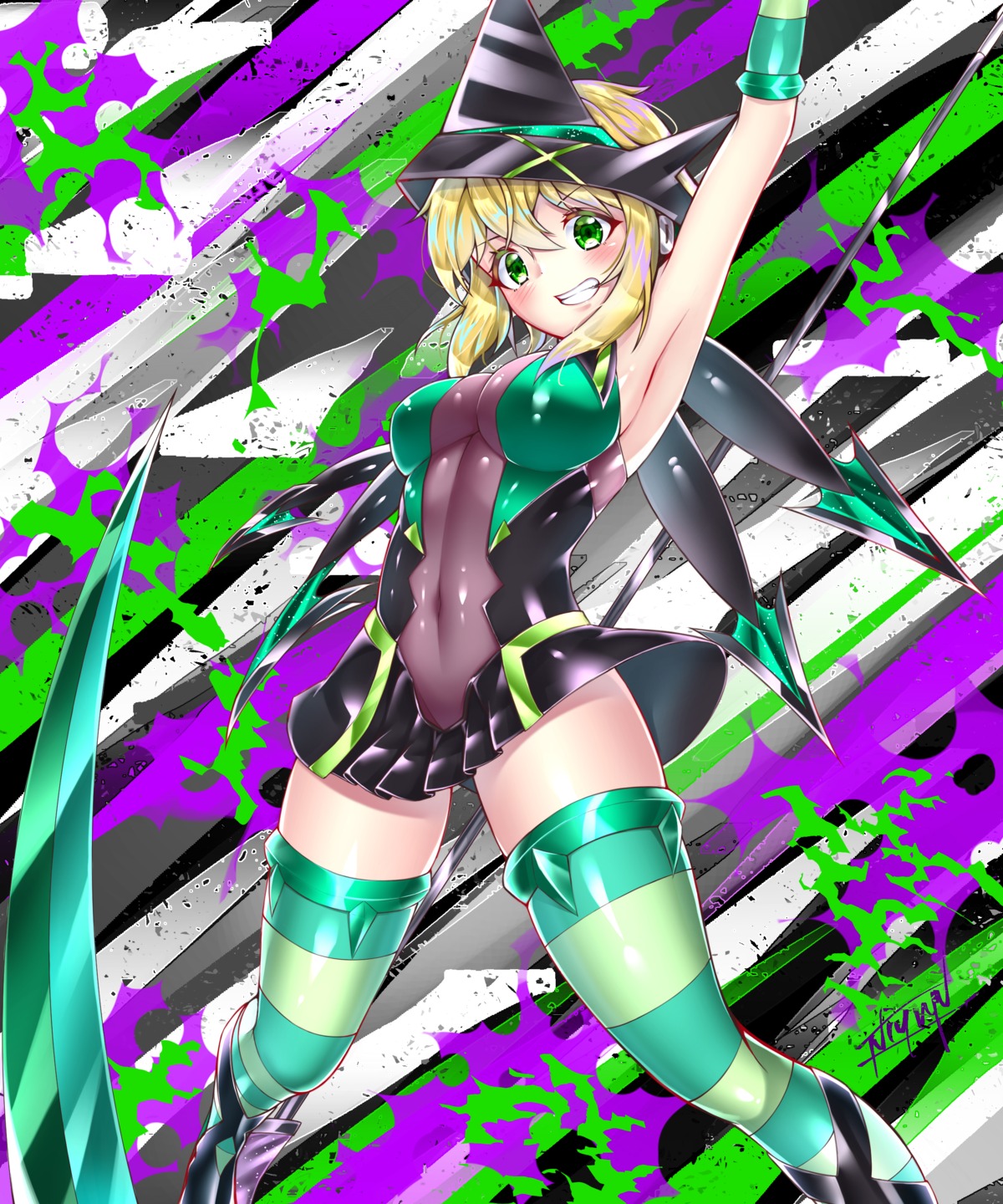 akatsuki_kirika, dress, niyun_(n_niyu), see_through, senki_zesshou_symphogear, thighhighs