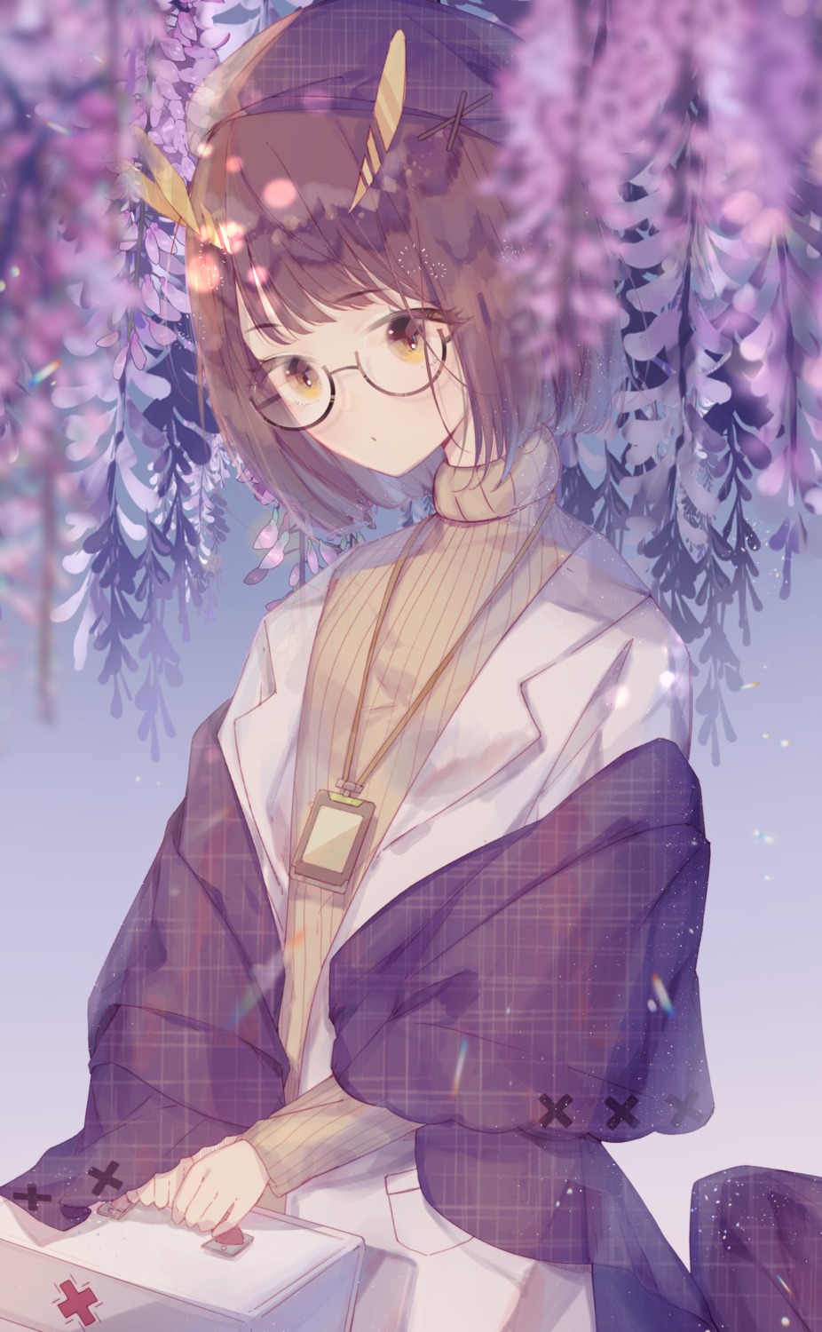 arknights, megane, shuimian_eru, silent_(arknights), sweater