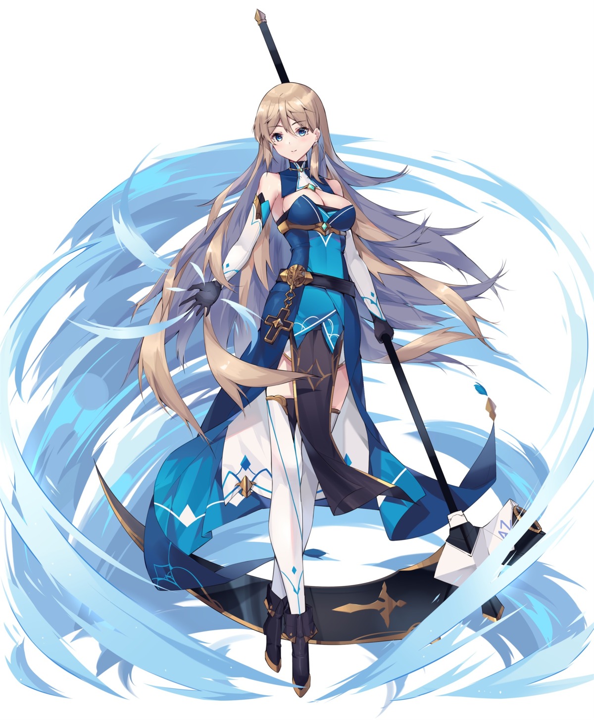 cleavage, eol_9, heels, no_bra, thighhighs, weapon