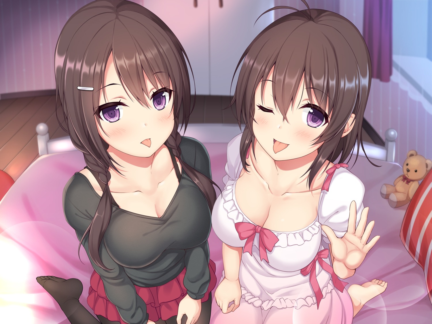 cleavage, diebrust, pantyhose, urozuki_akira, wallpaper