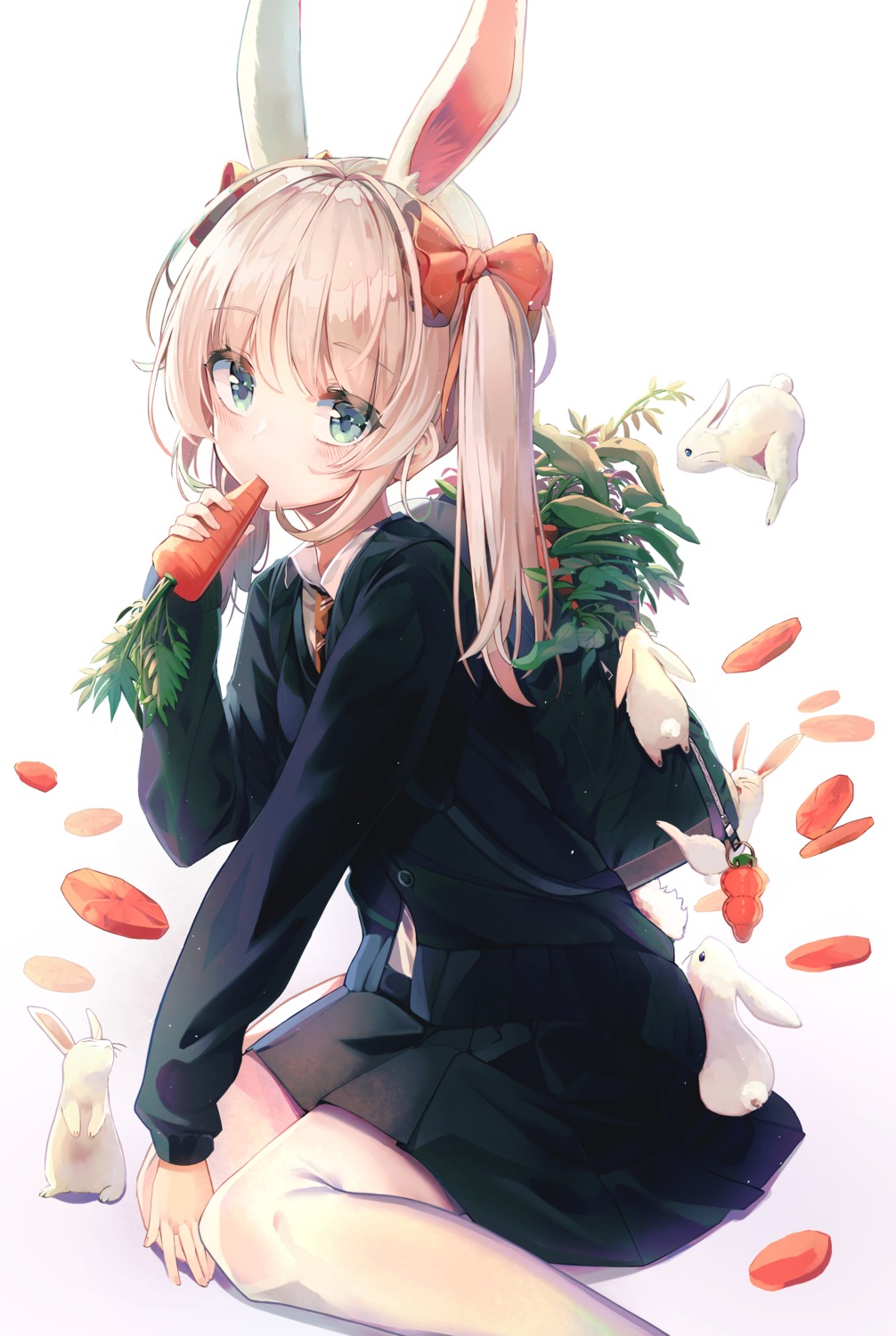 animal_ears, animal_ears_(artist), bunny_ears, seifuku, sweater, tail