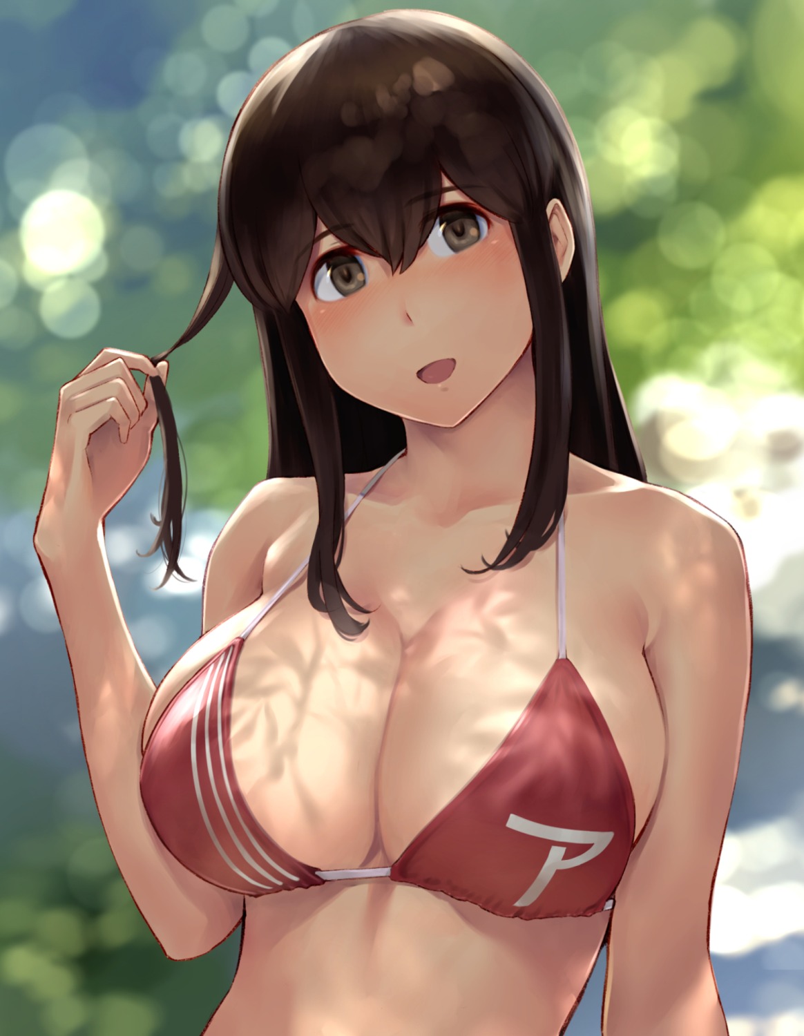 akagi_(kancolle), bikini_top, kantai_collection, swimsuits, wa_(genryusui)