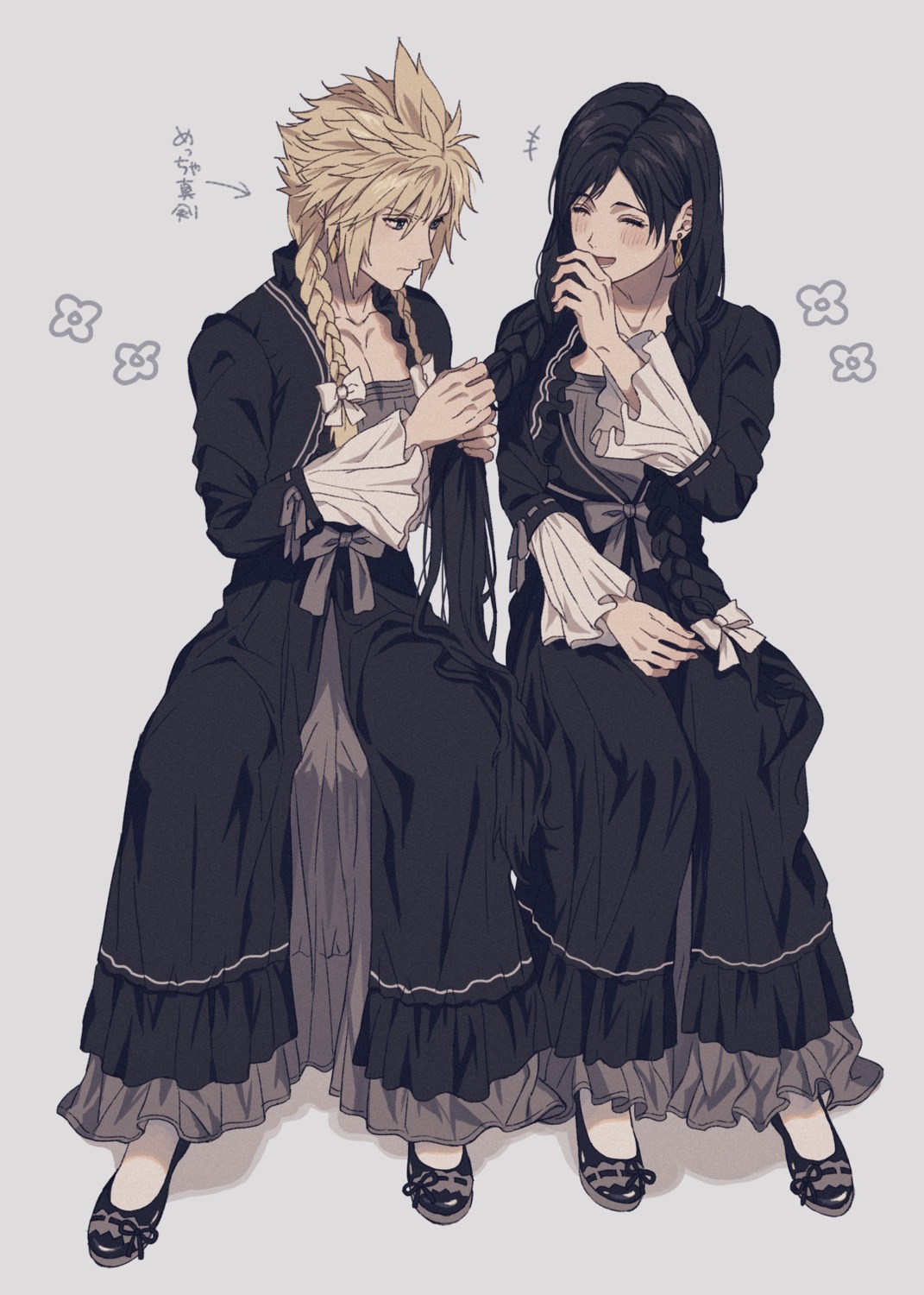 cloud_strife, crossdress, dissidia_final_fantasy, dress, final_fantasy, final_fantasy_vii, humiyooo, tifa_lockhart