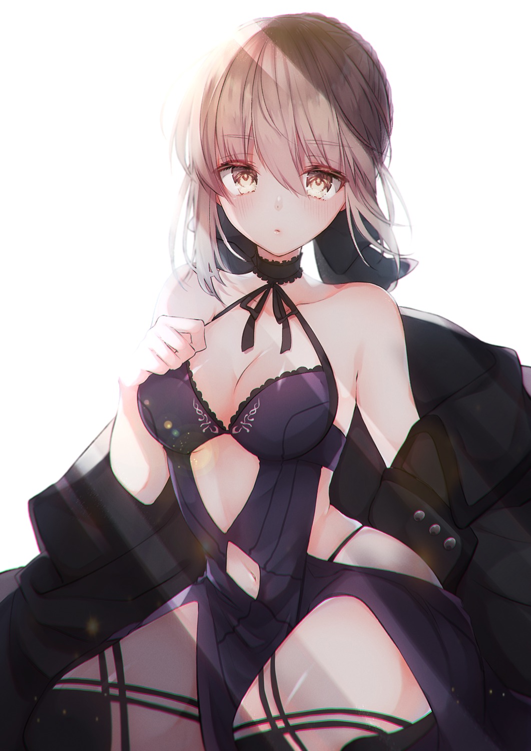 artoria_pendragon_(fate), artoria_pendragon_alter_(fate), cleavage, dress, fate/grand_order, marei_(mercy), pantsu, thighhighs
