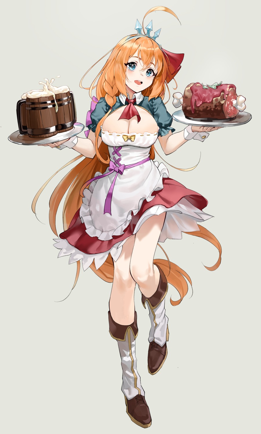 cleavage, gdd_(vkejr702), heels, no_bra, pecorine, princess_connect!, princess_connect!_re:dive, skirt_lift