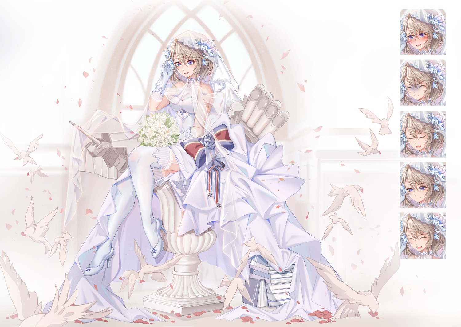333_(pixiv8601259), azur_lane, dress, expression, heels, see_through, stockings, thighhighs, wedding_dress, z23_(azur_lane)