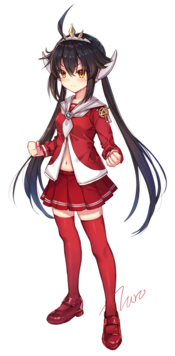 anthropomorphization, horns, seifuku, taro_(ultrataro), thighhighs, ultraman, ultraman_tarou