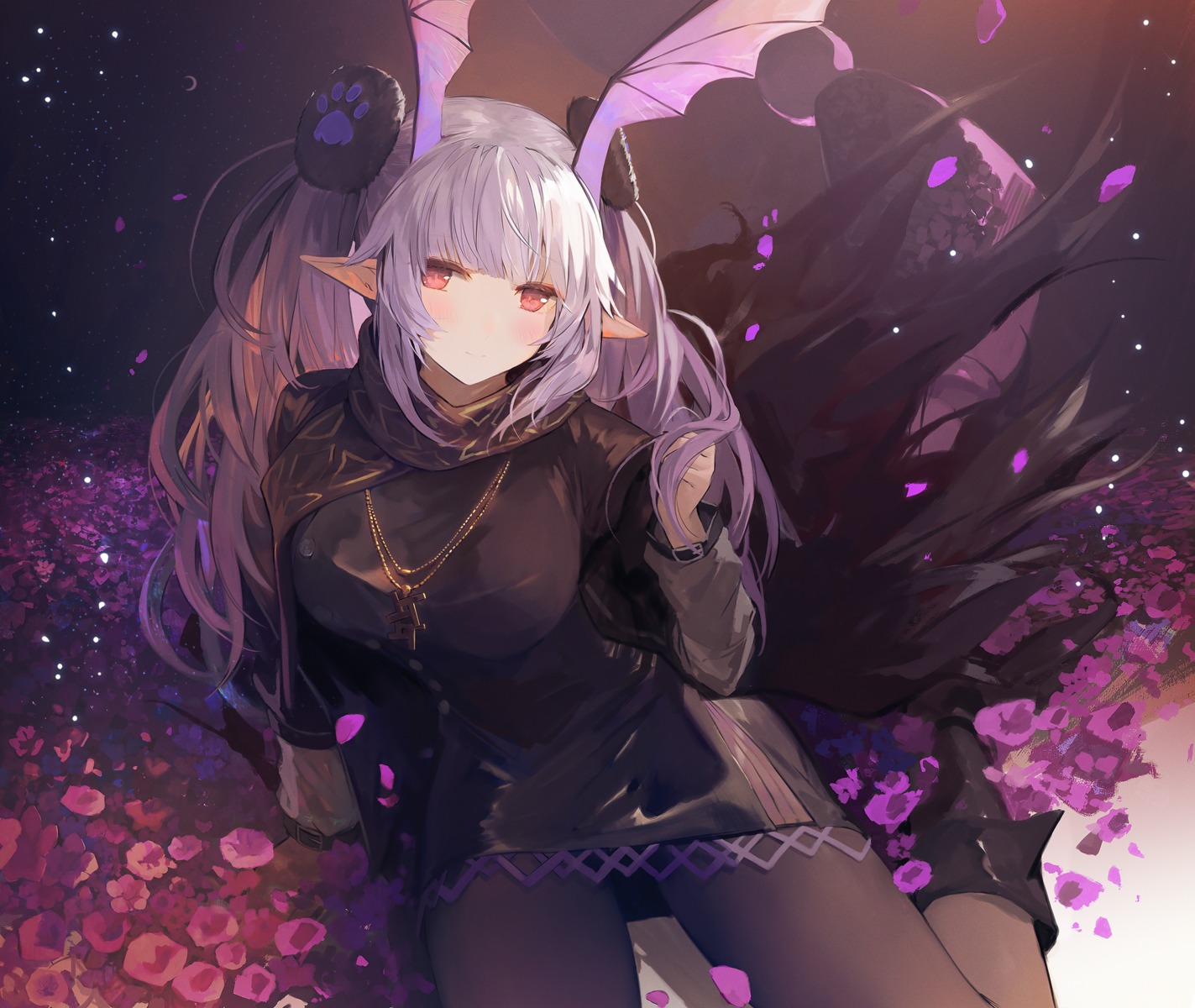 arknights, liliespastry, manticore_(arknights), pantyhose, pointy_ears, wings