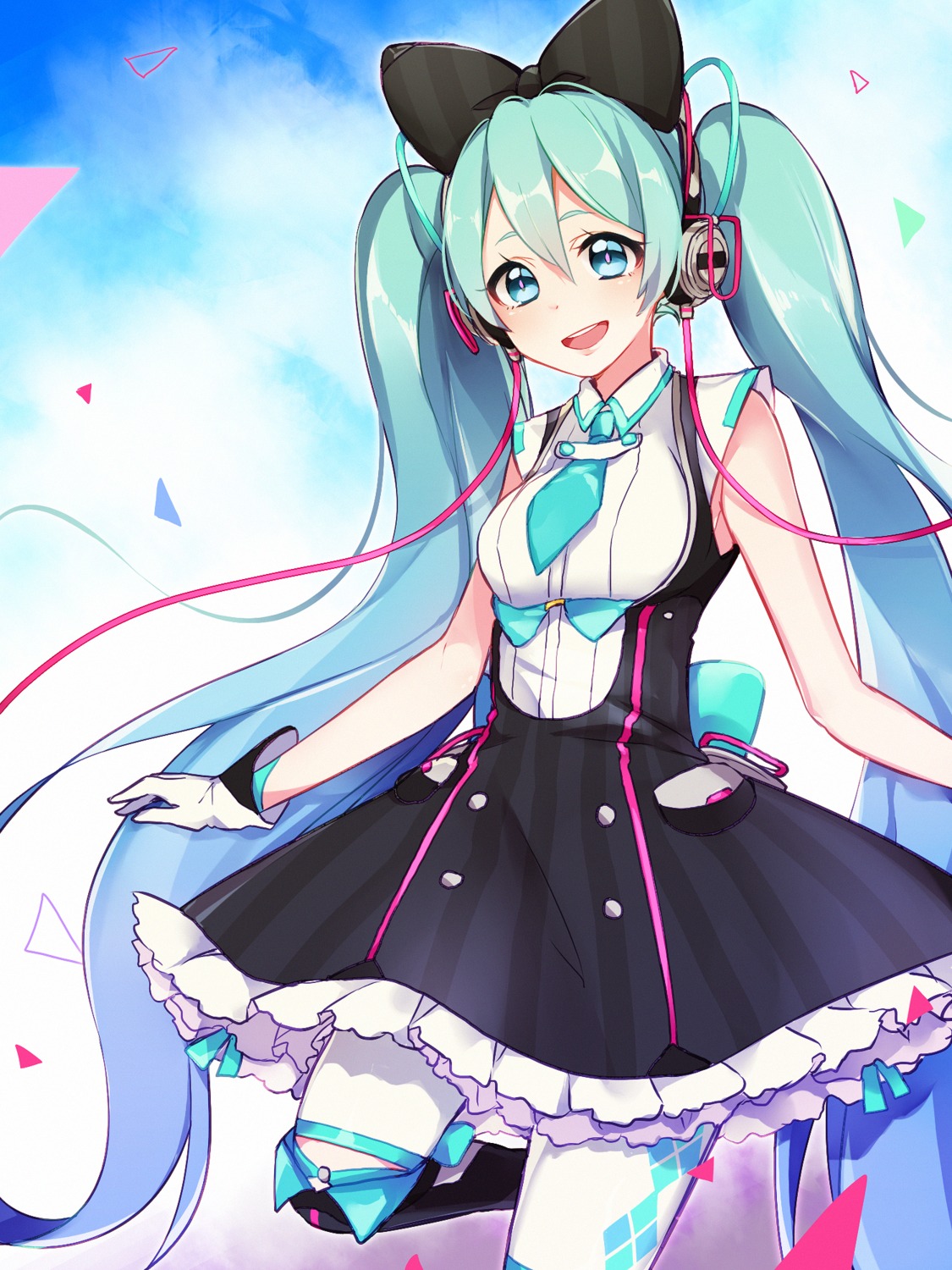hatsune_miku, headphones, leafwow, magical_mirai, vocaloid