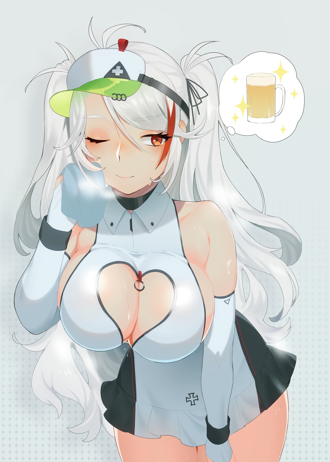 azur_lane, cleavage, dress, mimiko_(fuji_310), no_bra, prinz_eugen_(azur_lane)
